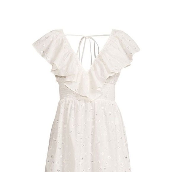 White eyelet V-Neck ruffle mini, smocked waist by “WeWoreWhat”. New w/tags - Picture 4 of 6